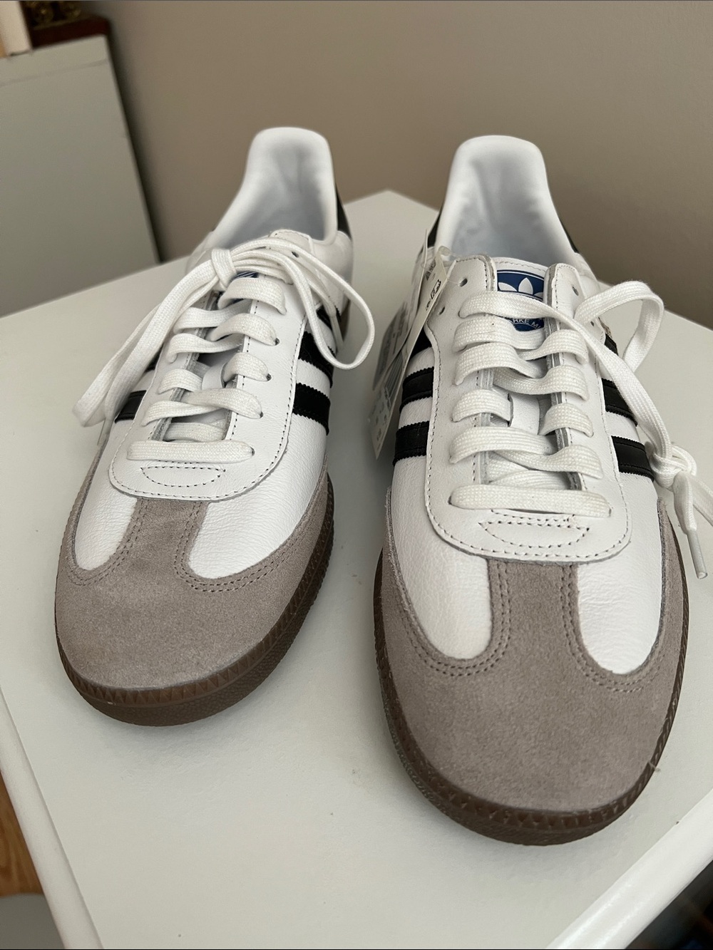 adidas Samba Classic Sneakers in White, Black & Gray with Gum Sole - NWT